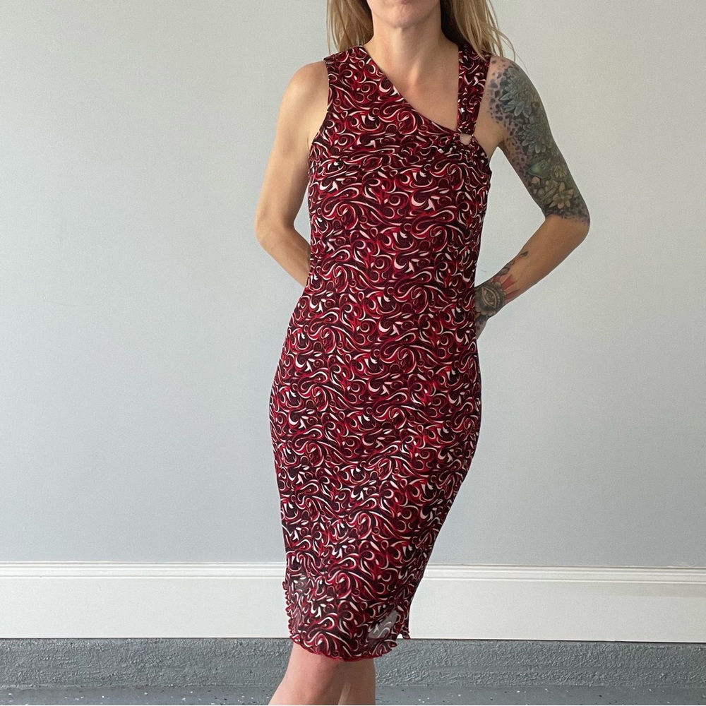 Double Fault Y2K Asymmetrical Sheer Slip Dress
